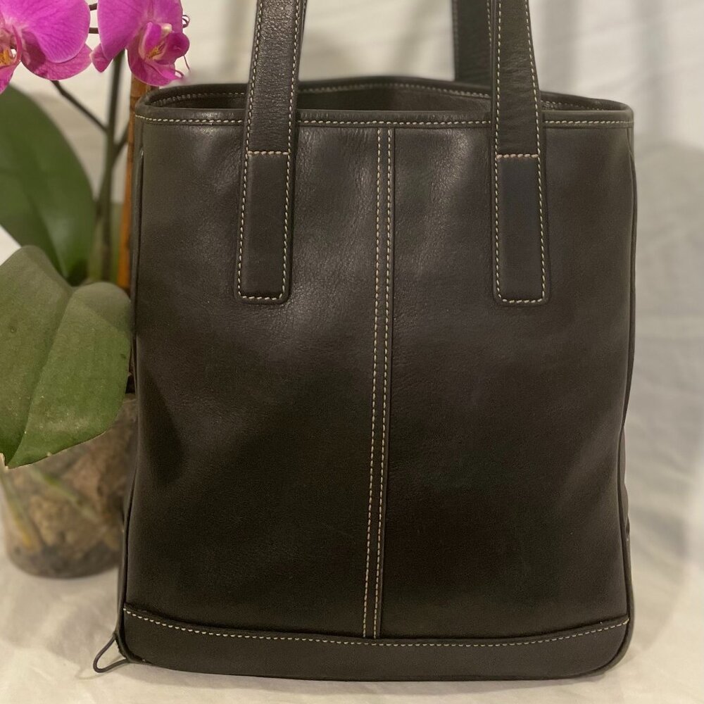 COACH Black Leather Market Tote Bag - A3S-7776